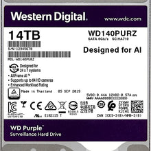 Load image into Gallery viewer, Western Digital 14TB WD Purple Surveillance Internal Hard Drive HDD - SATA 6 Gb/s, 512 MB Cache, 3.5" - WD140PURZ