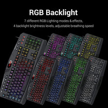 Load image into Gallery viewer, Redragon S101 Wired Gaming Keyboard and Mouse Combo RGB Backlit Gaming Keyboard with Multimedia Keys Wrist Rest and Red Backlit Gaming Mouse 3200 DPI for Windows PC Gamers (White)