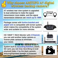 Load image into Gallery viewer, AMTIFO A7 HD 1080P Digital Wireless Backup Camera with 7 Inch DVR Monitor 2021 Newest Version High-Speed Rear View Observation System Stable Signals for RVs,Trucks,Trailers,5th Wheels IR Night Vision