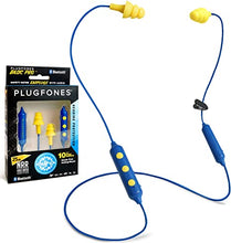 Load image into Gallery viewer, Plugfones Basic Pro Wireless Bluetooth in-Ear Earplug Earbuds - Noise Reduction Headphones with Noise Isolating Mic and Controls (Blue & Yellow)