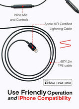 Load image into Gallery viewer, Symphonized NRG MFI Wired Earbuds – Apple Certified – in-Ear Noise-Isolating – Stereo Headphones – Premium Genuine Bubinga Wood – Lightning Headphones Compatible with Apple Devices (Black)