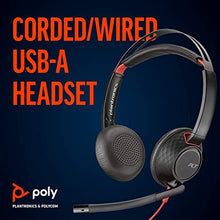 Load image into Gallery viewer, Poly - Blackwire 5220 USB-A Headset (Plantronics) - Wired, Dual Ear (Stereo) Computer Headset with Boom Mic - USB-A, 3.5 mm to connect to your PC, Mac, Tablet and/or Cell Phone