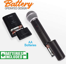 Load image into Gallery viewer, Pyle, 2 Dual Channel Wireless Microphone System-Portable VHF Audio Mic Set with Clip Lavalier Lapel, Handheld, Headset, Transmitter, ?ÆÆ Cable, Power Adapter-for Karaoke, PA DJ Pro PDWM2115, Black