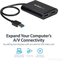 Load image into Gallery viewer, StarTech.com USB 3.0 to Dual DisplayPort Adapter 4K 60Hz, DisplayLink Certified, Video Converter with External Graphics Card - Mac & PC (USB32DP24K60)