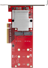 Load image into Gallery viewer, StarTech.com Dual M.2 PCIe SSD Adapter Card - x8 / x16 Dual NVMe or AHCI M.2 SSD to PCI Express 3.0 - M.2 NGFF PCIe (M-Key) Compatible - Supports 2242, 2260, 2280 - JBOD - Mac & PC (PEX8M2E2)
