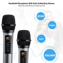 Load image into Gallery viewer, Bietrun Wireless Microphone with Echo, Treble, Bass & Bluetooth, 160 FT Range, UHF Portable Dual Handheld Karaoke Dynamic Microphone System, for Karaoke Machine, Party Singing, Wedding, Amp, PA System