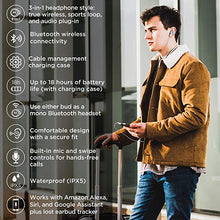 Load image into Gallery viewer, Motorola Tech 3-3-in-1 Smart True Wireless Headphones - Cordless Earbuds, Sport Wire, Audio Plug-in - IPX5, Built-in Microphone, Magnetic Charging Case with Cable Storage System - Platinum White
