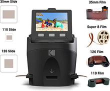 Load image into Gallery viewer, KODAK SCANZA Digital Film & Slide Scanner - Converts 35mm, 126, 110, Super 8 & 8mm Film Negatives & Slides to JPEG - Includes Large Tilt-Up 3.5" LCD, Easy-Load Film Inserts, Adapters & More