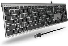Load image into Gallery viewer, Macally Ultra Slim USB Wired Computer Keyboard - Works as a Windows or Mac Wired Keyboard - Full Size Keyboard with Numeric Keypad & 20 Shortcut Keys - Plug and Play Mac Keyboard - Space Gray