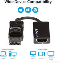 Load image into Gallery viewer, StarTech.com DisplayPort to HDMI Adapter - 4K 60Hz Active DP 1.4 to HDMI 2.0 Video Converter - DP to HDMI Monitor/TV/Display Cable Adapter Dongle - Latching DP Connector (DP2HD4K60S)