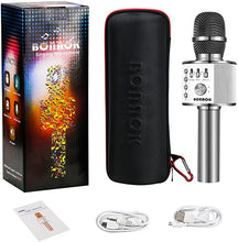 Load image into Gallery viewer, BONAOK Wireless Bluetooth Karaoke Microphone,3-in-1 Portable Handheld Karaoke Mic Speaker Machine Home Party Birthday for All Smartphones PC(Q37 Space Gray)