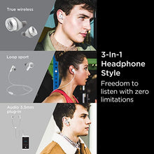 Load image into Gallery viewer, Motorola Tech 3-3-in-1 Smart True Wireless Headphones - Cordless Earbuds, Sport Wire, Audio Plug-in - IPX5, Built-in Microphone, Magnetic Charging Case with Cable Storage System - Platinum White