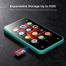 Load image into Gallery viewer, TIMMKOO MP3 Player with Bluetooth, 4.0" Full Touchscreen Mp4 Mp3 Player with Speaker, Portable HiFi Sound Mp3 Music Player with Bluetooth, Voice Recorder, E-Book, Supports up to 512GB TF Card (Green)