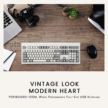 Load image into Gallery viewer, Perixx PERIBOARD-106M, Wired Performance Full-Size USB Keyboard, Curved Ergonomic Keys, Classic Retro Gray/White Color, US English Layout