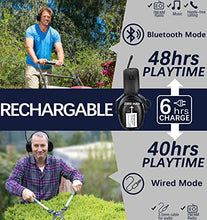 Load image into Gallery viewer, PROHEAR 033 Upgraded Bluetooth Hearing Protection Headphones with FM/AM Radio, 25dB NRR Safety Muffs with Rechargeable Battery, 48H Playtime, Ear Protector for Mowing, Work Shops, Snowblowing - Black