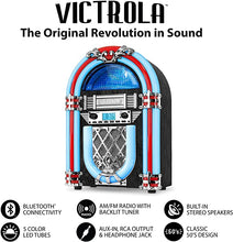 Load image into Gallery viewer, Victrola Nostalgic Wood Countertop Jukebox with Built-in Bluetooth Silver