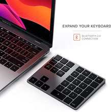 Load image into Gallery viewer, Satechi Bluetooth Extended Numeric Keypad – Slim Rechargeable 34-Key Numberpad – Compatible with 2020 MacBook Air, 2020 iPad Pro, 2020/2019 MacBook Pro, iMac/iMac Pro (Space Gray)