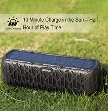 Load image into Gallery viewer, ABFOCE Solar Bluetooth Speaker Portable Outdoor Bluetooth IPX6 Waterproof Speaker with 5000mAh Power Bank,60 Hours Play Time Dual Speaker with Mic, Stereo Sound with Bass Home Wireless Speaker-Black