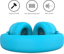 Load image into Gallery viewer, PuroBasic Volume Limiting Wired Headphones for Kids, Boys, Girls 2+ Foldable & Adjustable Headband w/Microphone, Compatible with iPad, iPhone, Android, PC & Mac – by Puro Sound Labs, Blue