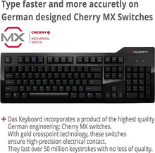 Load image into Gallery viewer, Das Keyboard Model S Wired Mechanical Keyboard, Cherry MX Blue Mechanical Switches, 2-Port USB Hub, Laser Etched Keycaps (104 Keys, Black)