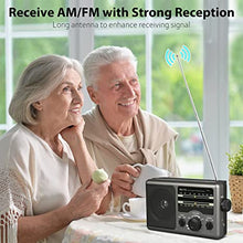 Load image into Gallery viewer, Greadio AM FM Portable Radio Transistor Radio with 3.5mm Earphone Jack, Hight/Low Tone Mode, Big Speaker, AC Power or Battery Operated by 4 D Cell Batteries for Home and Outdoor