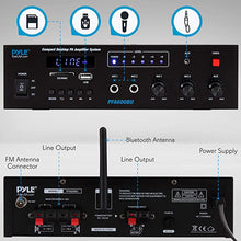 Load image into Gallery viewer, Wireless Bluetooth Karaoke Amplifier Home Car Bus Tours 300 Watts 2 Channel Digital Home Audio PA Receiver System 2 Microphone Input Control, FM Radio, USB,12 Volt Power Option Pyle PFA600BU