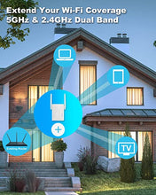 Load image into Gallery viewer, BrosTrend WiFi Extender 1200Mbps Internet Signal Booster Range Repeater, Add Coverage up to 1200 sq.ft. in Your Home, Extend 2.4GHz & 5GHz Wi-Fi, Easy Setup
