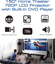 Load image into Gallery viewer, Naxa Electronics Home Theater 720P LCD Projector with Built-in DVD Player, 150-inch, Black