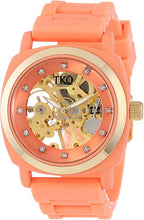 Load image into Gallery viewer, TKO ORLOGI Women's TK626PC Milano Peach Rubber Mechanical Movement Skeleton Watch