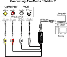 Load image into Gallery viewer, AVerMedia EZMaker 7, USB Video Capture Card , Analog to Digital Recorder, RCA Composite, VHS to DVD, S-Video, Cyberlink Media Suite software, Support Windows 10, not Mac OS 10.13 (C039), Black