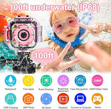 Load image into Gallery viewer, PROGRACE Children Kids Camera Waterproof Digital Video Camera HD Underwater Camera for Kids 1080P Camcorder DV Toddler Camera for Girls Birthday Learn Camera Toy 1.77'' LCD Screen (Pink)