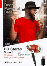 Load image into Gallery viewer, Symphonized NRG MFI Wired Earbuds – Apple Certified – in-Ear Noise-Isolating – Stereo Headphones – Premium Genuine Bubinga Wood – Lightning Headphones Compatible with Apple Devices (Black)