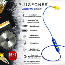 Load image into Gallery viewer, Plugfones Basic Pro Wireless Bluetooth in-Ear Earplug Earbuds - Noise Reduction Headphones with Noise Isolating Mic and Controls (Blue & Yellow)