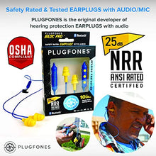 Load image into Gallery viewer, Plugfones Basic Pro Wireless Bluetooth in-Ear Earplug Earbuds - Noise Reduction Headphones with Noise Isolating Mic and Controls (Blue & Yellow)