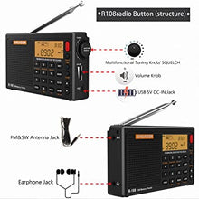 Load image into Gallery viewer, SIHUADON R108 Portable Radio AM FM SW LW Airband Full Band DSP Radio Battery Operated with Headphone Antenna Jack Sleep Time and Alarm Clock 500 Memory Preset Good Gift for Parents by RADIWOW (Black)