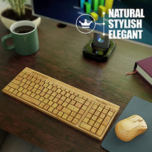 Load image into Gallery viewer, Wireless Bamboo Bluetooth Keyboard and Mouse – Natural, Handmade, Eco-Friendly Mouse and Keyboard – 2 Keypads Compact Cordless Keyboard and 3-Button Mouse with Scroll Wheel Plus Wood Pen by Trio Gato