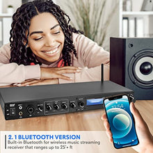 Load image into Gallery viewer, Pyle Rack Mount Studio Pre-Amplifier - Audio Receiver System w/Digital LCD Display Bluetooth FM Radio Recording Mode Remote Control USB Flash or SD Card Reader Input and Output Jack - PPRE70BT