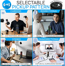 Load image into Gallery viewer, Pyle Selectable Pickup Pattern RGB USB Microphone - 4 Recording Modes Cardioid, Bidirectional, Stereo, Omnidirectional - Condenser Audio Mic w/LED Lights for Gaming Podcasting Studio PC, and Mac