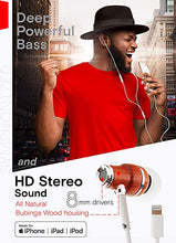 Load image into Gallery viewer, Symphonized NRG MFI Wired Earbuds – Apple Certified – in-Ear Noise-Isolating – Stereo Headphones – Premium Genuine Bubinga Wood – Lightning Headphones Compatible with Apple Devices (White)
