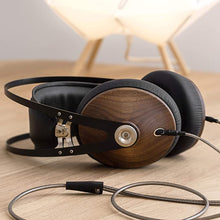 Load image into Gallery viewer, Meze 99 Classics Walnut Silver | Wired Over-Ear Headphones with Mic and Self Adjustable Headband | Classic Wooden Closed-Back Headset for Audiophiles