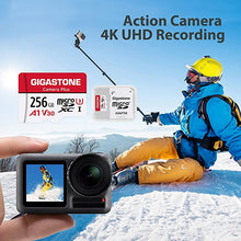 Load image into Gallery viewer, Gigastone 256GB Micro SD Card, Camera Plus, 4K UHD Video Recording, 4K Ultra HD Action Camera, with Adapter