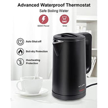 Load image into Gallery viewer, 0.8L Electric Kettle Stainless Steel, 800 Watts Small Electric Kettle 27 Ounce Fast Boil Auto Shut-off, Portable Water Boiler for Small Kitchen, Business Trip and More, Black_6958
