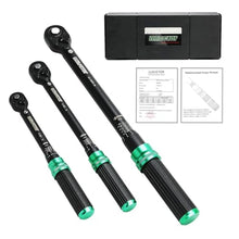 Load image into Gallery viewer, 1/4 &amp; 1/2 &amp; 3/8 Drive Torque Wrench, 3PCS Torque Wrench Set, 4-20 ft.lb, 5-45 ft.lb, 15-165 ft.lb, Dual-Direction Adjustable Torque Wrench for Bicycle, Motorcycle, Car Maintenance, Green_1
