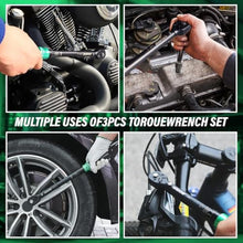 Load image into Gallery viewer, 1/4 &amp; 1/2 &amp; 3/8 Drive Torque Wrench, 3PCS Torque Wrench Set, 4-20 ft.lb, 5-45 ft.lb, 15-165 ft.lb, Dual-Direction Adjustable Torque Wrench for Bicycle, Motorcycle, Car Maintenance, Green_5317
