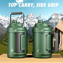 Load image into Gallery viewer, 1 Gallon Insulated Water Bottle for Sports: 2-in-1 Straw Spout Lid, Dual Handle, Leakproof, Keep Cold 48H, 128oz Stainless Steel Water Jug for Outdoors, Hiking, Cycling, Camping, Fishing (Forest)_5654
