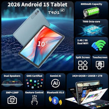 Load image into Gallery viewer, 10 inch Android 15 Tablet, 2026 Tablet with Keyboard, 24GB+256GB+2TB Expand, Black_2218
