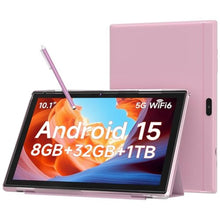 Load image into Gallery viewer, 10 Inch Android 15 Tablet, 8GB RAM 32GB Storage Tablets, 10.1" HD IPS Display, 5G WiFi-6, Tablets with 6000mAh Battery, Dual Camera for Video Call, Android Tablet with Case &amp; Stylus Pen for Work/Study, Pink_1
