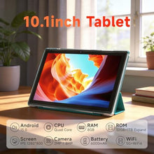 Load image into Gallery viewer, 10 Inch Android 15 Tablet, 8GB RAM 32GB Storage Tablets, 10.1" HD IPS Display, 5G WiFi-6, Tablets with 6000mAh Battery, Dual Camera for Video Call, Android Tablet with Case &amp; Stylus Pen for Work/Study, Navyblue_113

