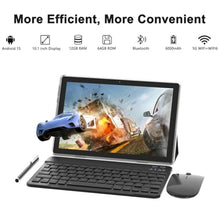 Load image into Gallery viewer, 10 Inch Tablet Android Tablets 64GB 12GB RAM 10" Android Tablet Supports 1TB Expansion Dual Camera 6000mAh Long-lasting battery WiFi-6 Tableta 2 IN 1 Tablets with Bluetooth Mouse Case Stylus Keyboard, Black_1713
