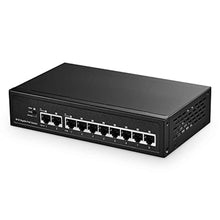 Load image into Gallery viewer, 10 Port Gigabit POE Switch, 8 POE+ 1000Mbps, 2 Gigabit Uplink, IEEE802.3af/at, 120W Internal Power Supply, Metal Case Unmanaged Plug and Play Binardat Switch, Black_1
